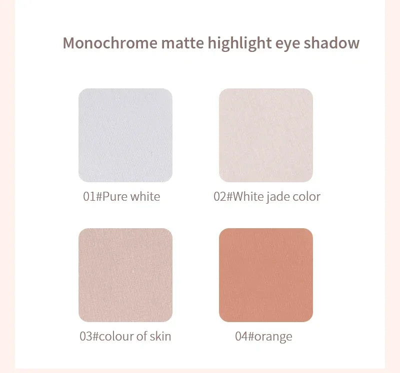 Monochrome Matte White Highlighter Palette Low Saturation 4 Color Face Matte Highlighte Eye Nose Eyeshadow Korea Makeup Cosmetic