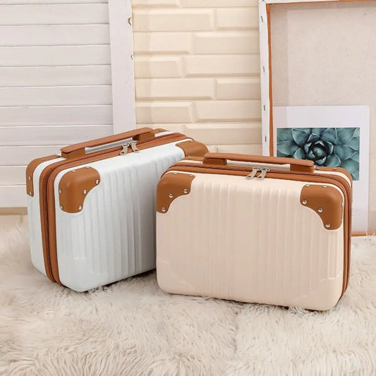 Portable Mini Travel Suitcase Cosmetic Box Large Capacity Hand Luggage Organizer Makeup Case Gift Bag Small Boarding Case 14inch