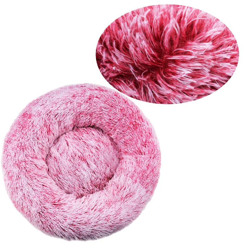 Gradient Rose Round Plush Pet Bed – 6 Sizes (40–90 cm) for Large & Medium Dogs, Super Soft Cat Bed, Winter Warm Dog House