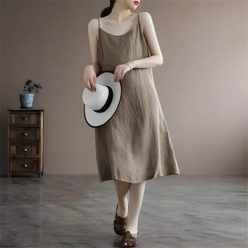 Spring Summer Solid White Dresses For Women 2023 Sleeveless Cotton Elegant Female Dress Loose Casual Sexy Fashion Girl Clothing