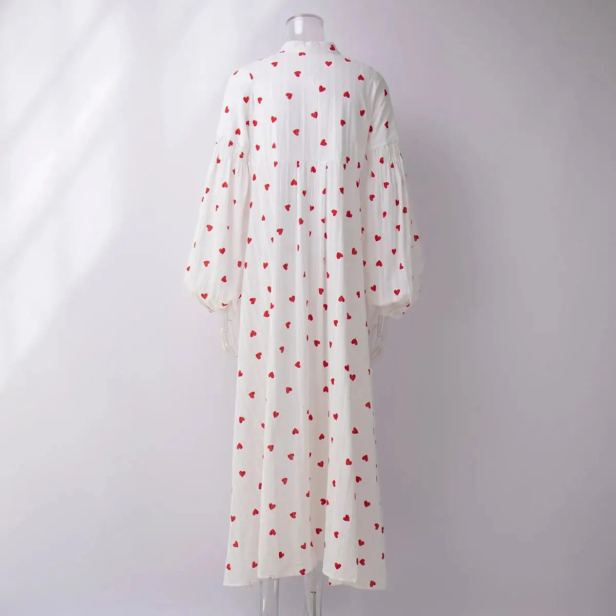 Sumuyoo Jacquard Heart Print Long Sleeve Dress Women Fashion Loose Vestidos Vintage Female A-line 100% Cotton Summer Dress