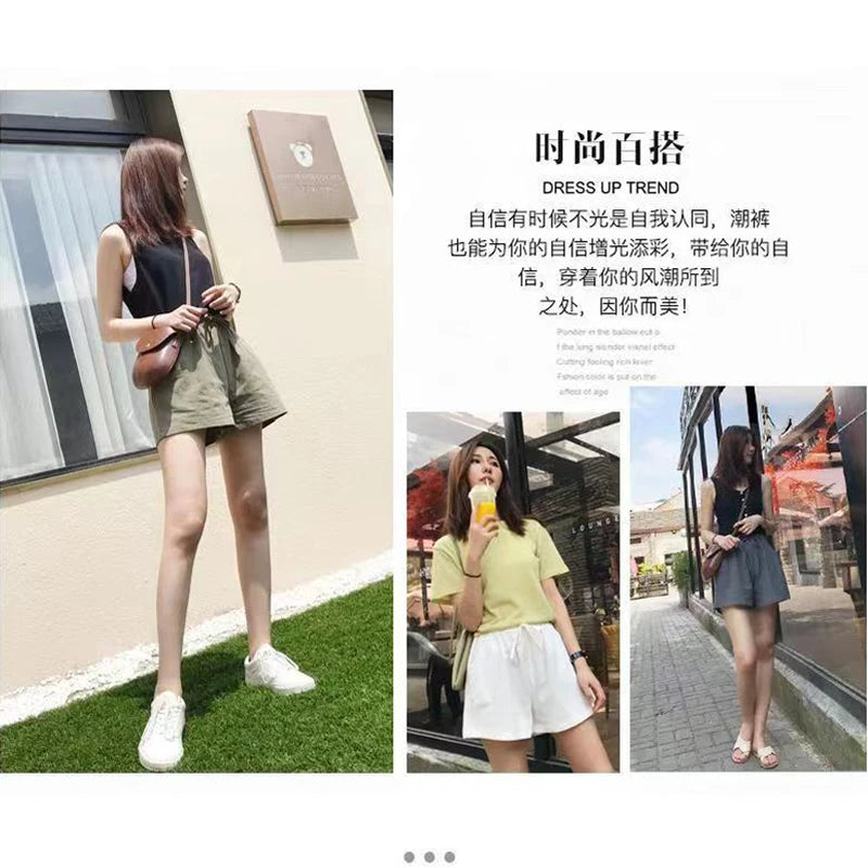 Casual Linen Shorts, Woman Gym Shorts, Big Size Loose Short Pants, High Waist Dance Hotpants, Micro Summer Bottoms for Girls