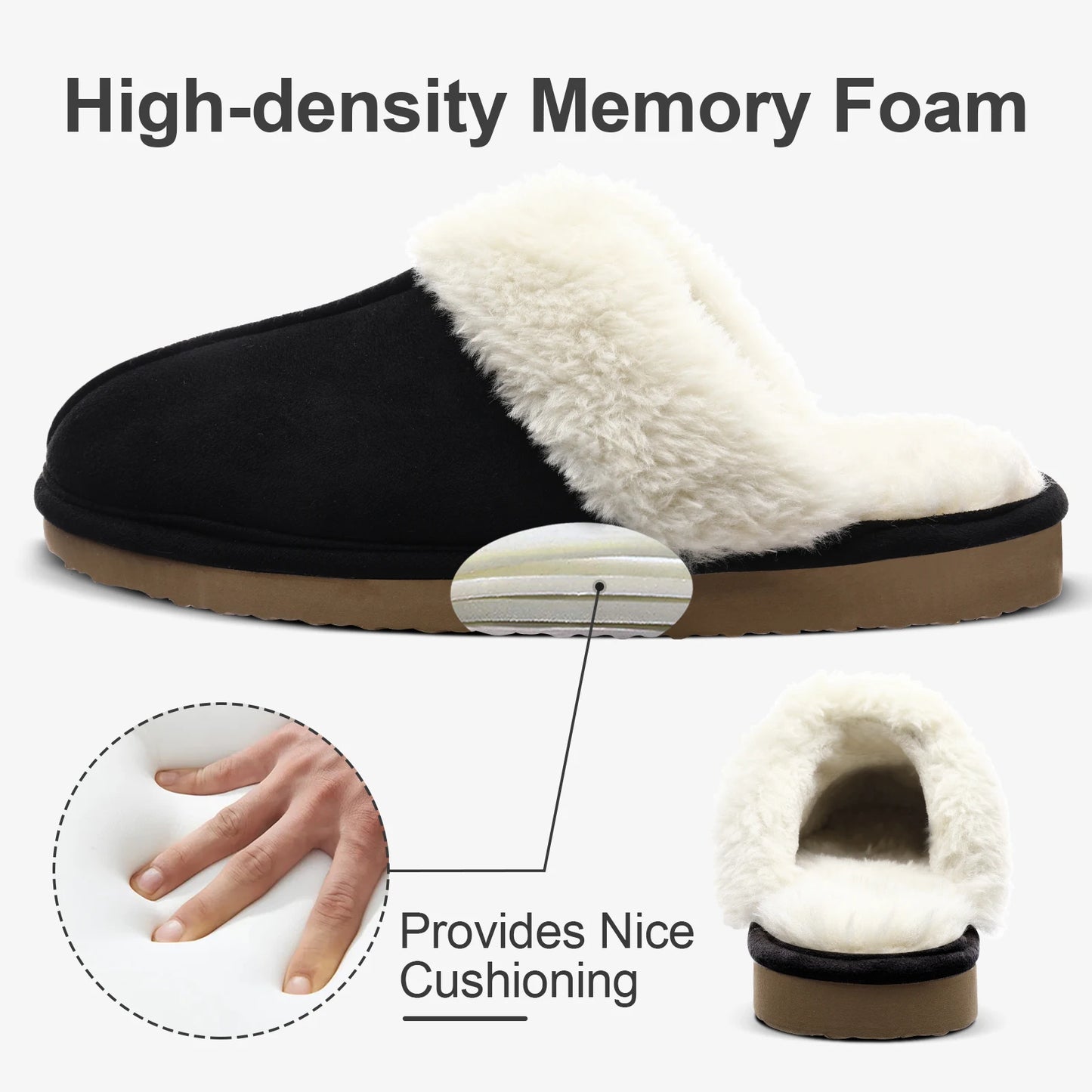 Litfun Faux Fur House Plush Slippers Fluffy Winter Slippers For Women Furry Fuzzy Home Shoes Women Warm Comfy Mute Flats Slides