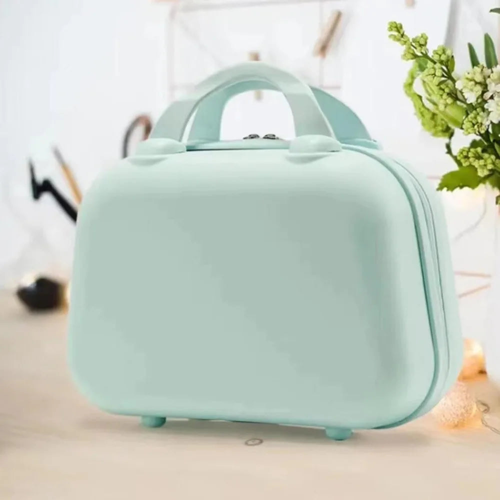 Portable Mini Handheld Luggage Storage Boxes Zipper Boarding Case ABS Waterproof Travel Suitcases Makeup Suitcase Women 14 Inch