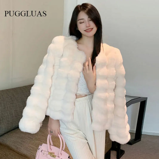 2024 Winter Fashion Faux Fur Coat Women Korea Fashion Warm Feather Coats Cardigan Short Outercoat Lady Party Elegant Outfits New