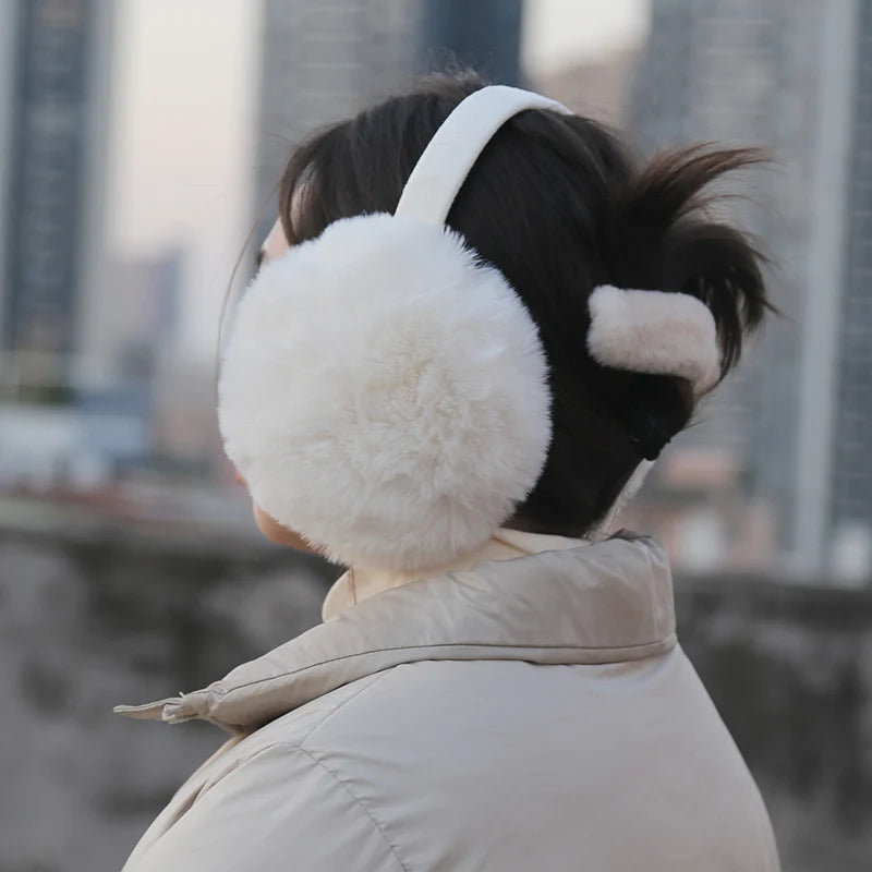 New Autumn Winter Soft Earmuffs Women Men Ear Keep Warmer Plush Solid Color Adjustable Foldable Ear Protection Muffs Earflap