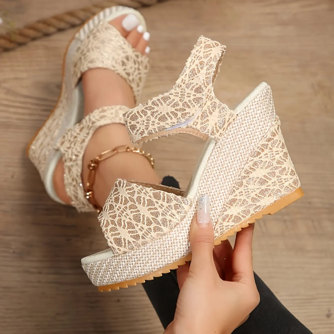 Wedge Sandals Women Summer Shoes Peep Toe Platform Sandals Luxury Designer Shoes Heels Women Sexy Party Dress Women Sandalias