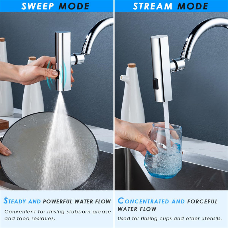 Kitchen Faucet Waterfall Nozzle – Splash-Proof, Rotating Bubbler & Extension