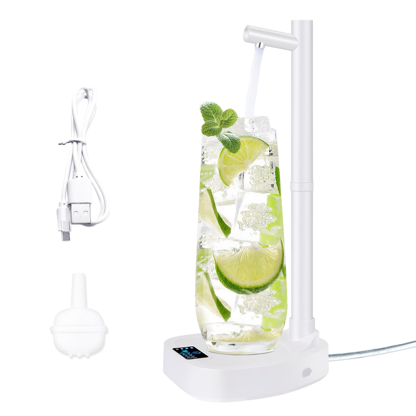 White Automatic Water Dispenser with Stand – Rechargeable Desktop Water Pump