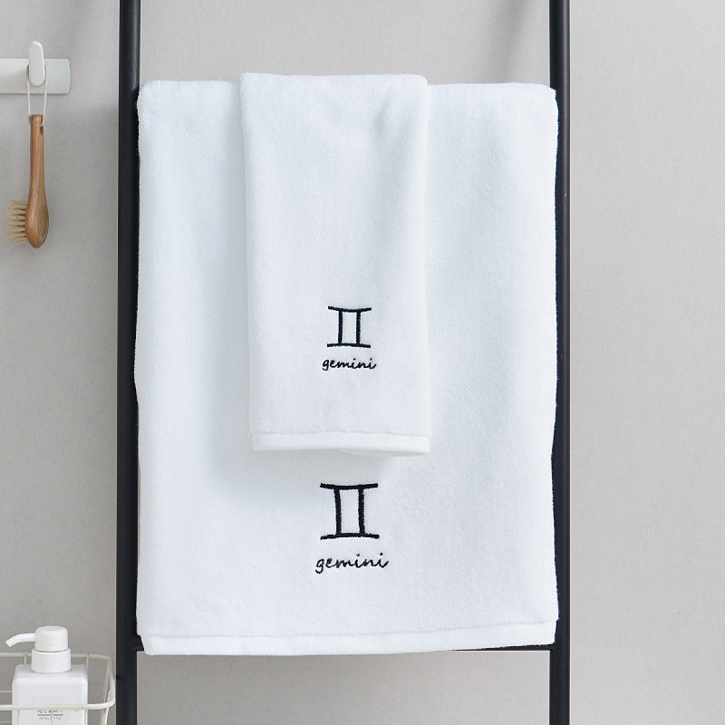 Gemini White Cotton Constellation Towels Set – Soft, Absorbent Cotton Bath & Hand Towels