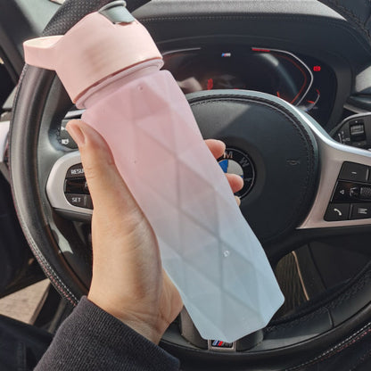 Powder-blue gradient geometric Large Capacity Spray Water Bottle – Outdoor, Sports & Travel Drinkware