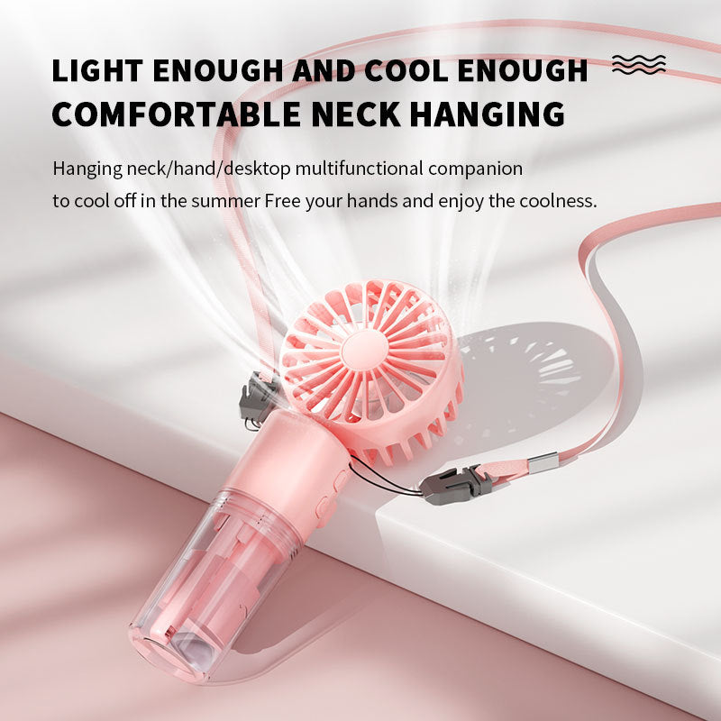 Portable Handheld Mist Spray Fan, USB Rechargeable, 4-Speed Cooling