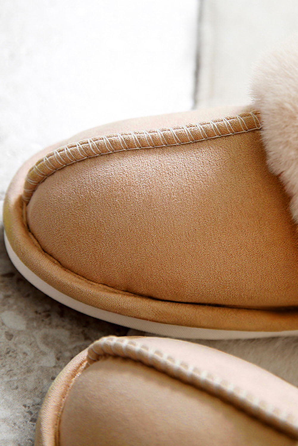 Cozy Camel Suede Plush Winter Slippers for Home