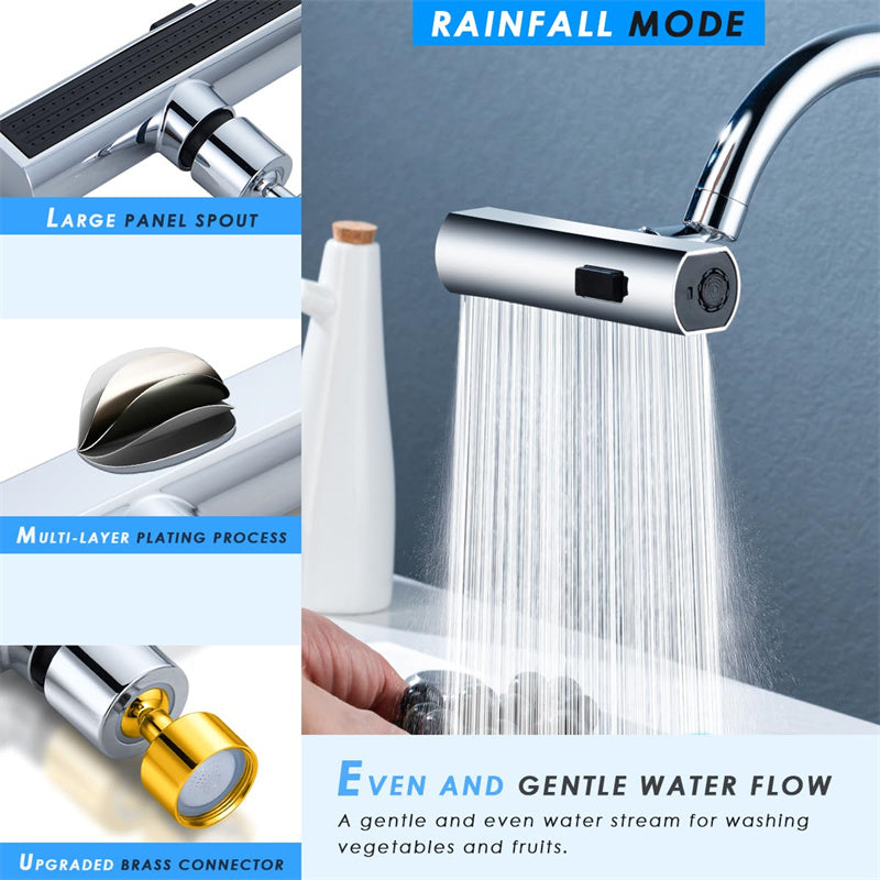 Kitchen Faucet Waterfall Nozzle – Splash-Proof, Rotating Bubbler & Extension