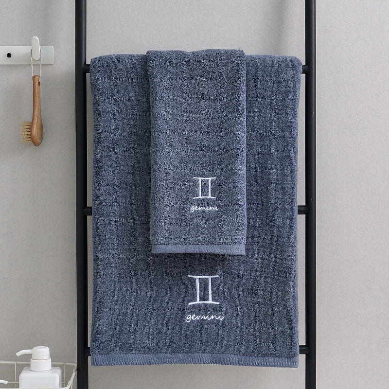 Gemini Blue Cotton Constellation Towels Set – Soft, Absorbent Cotton Bath & Hand Towels
