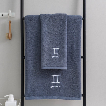 Gemini Blue Cotton Constellation Towels Set – Soft, Absorbent Cotton Bath & Hand Towels
