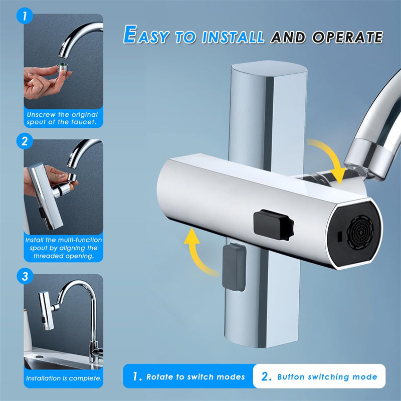 Kitchen Faucet Waterfall Nozzle – Splash-Proof, Rotating Bubbler & Extension