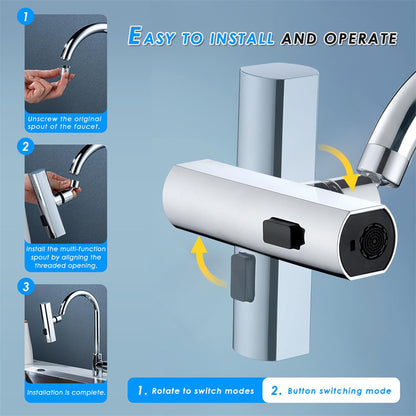 Kitchen Faucet Waterfall Nozzle – Splash-Proof, Rotating Bubbler & Extension