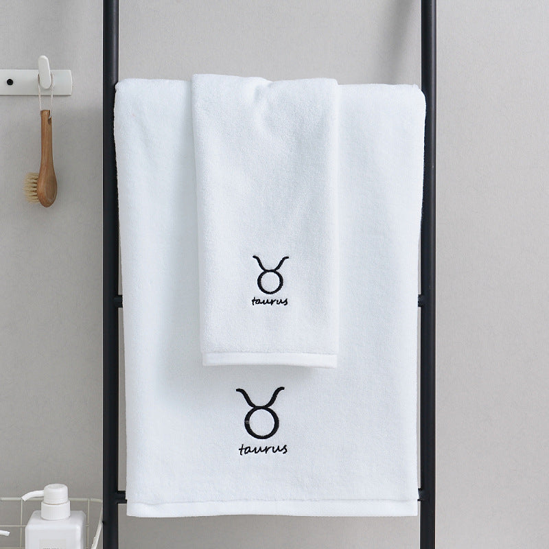 Taurus White Cotton Constellation Towels Set – Soft, Absorbent Cotton Bath & Hand Towels