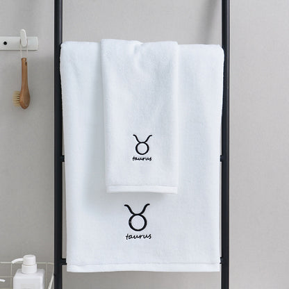 Taurus White Cotton Constellation Towels Set – Soft, Absorbent Cotton Bath & Hand Towels