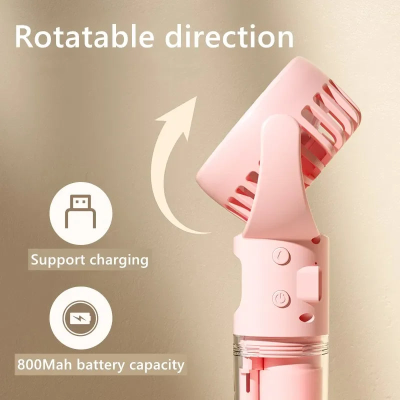 Portable Handheld Mist Spray Fan, USB Rechargeable, 4-Speed Cooling