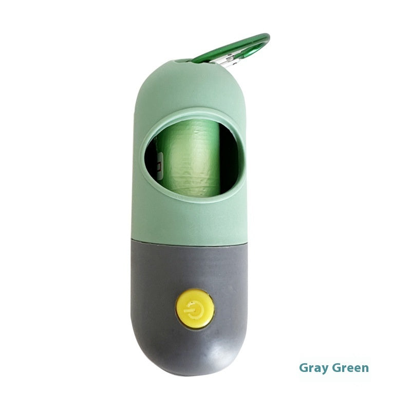 Green Gray Dog & Cat Poop Bag Dispenser with LED Light – Pet Waste Bag Holder