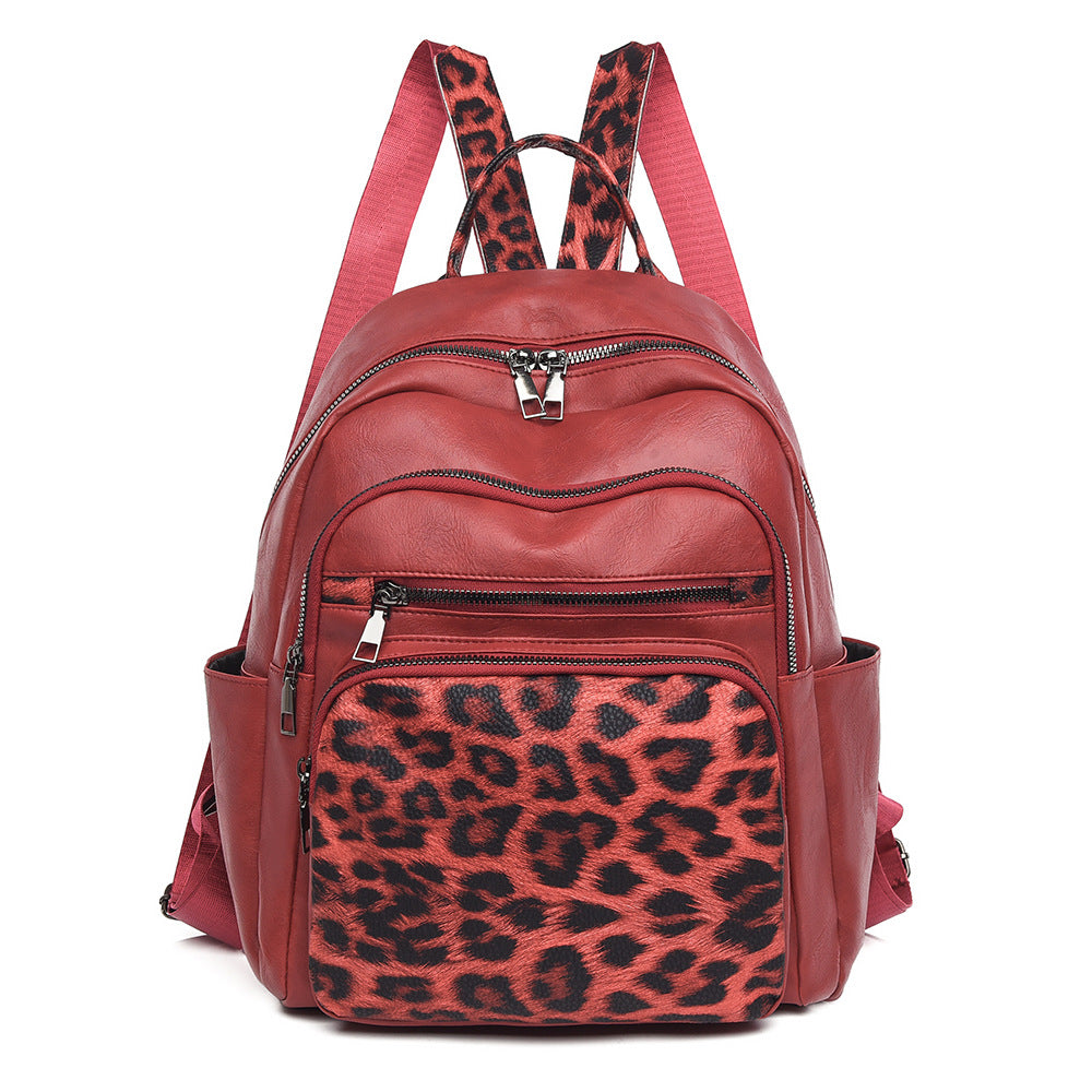 Red Large Capacity Retro Backpack – Stylish Travel & Casual Bag