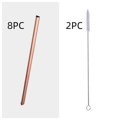 Set8 Heart-Shaped Stainless Steel Straw – Reusable Eco-Friendly Drinking Straw