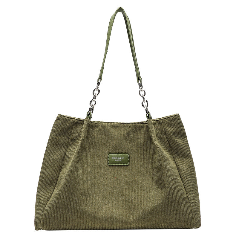 Women’s Corduroy Tote Bag – Fashionable High-Capacity Commuter Bag