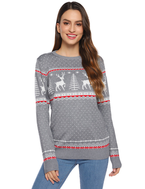 Grey Casual/ Comfortable And Warm Christmas Sweater