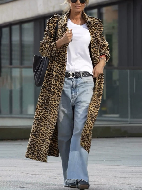 Leopard Leopard Print Loose Trench Coat