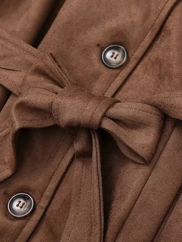 Khaki Trench Coat Double Breasted Lapel Coat