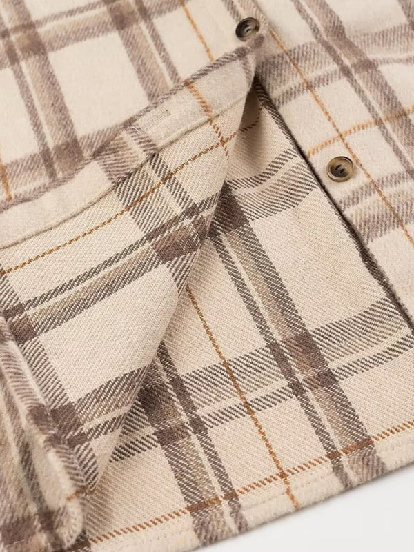 Colorblock Check Shirt Jacket